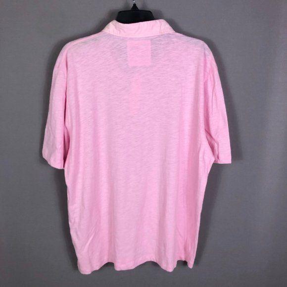 Thomas Dean Mens Short Sleeve Woven Polo Shirt in Pink Size XL - Picture 8 of 11